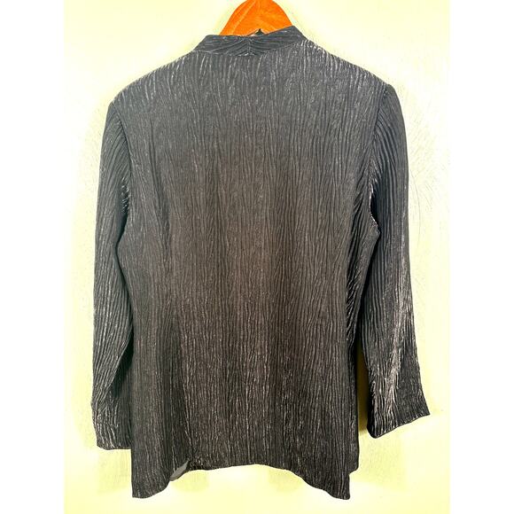 Erin London Women's Size Medium Gray Textured Metallic Lined Long Sleeve Jacket - Picture 3 of 13